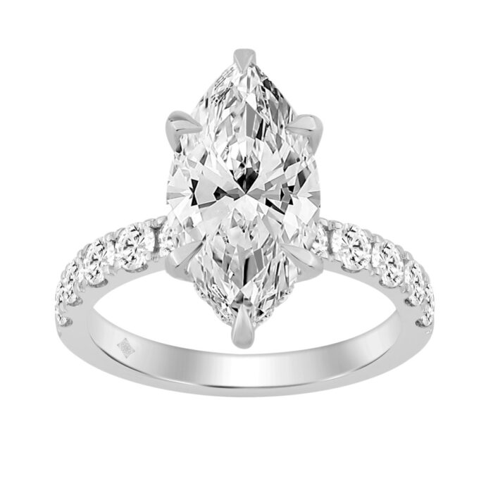 20890304_EC-145060W-1214x1214.jpg 14K WHITE GOLD 6.00CT MARQUISE/ROUND DIAMOND LADIES RING (CENTER STONE MARQUISE DIAMOND 5CT) - Image 1