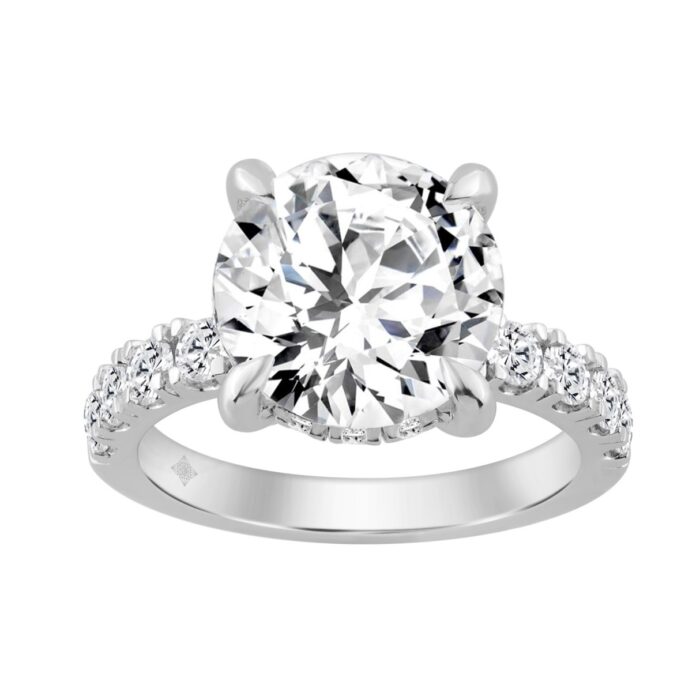 14K WHITE GOLD 6.00CT ROUND DIAMOND LADIES RING (CENTER STONE ROUND DIAMOND 5.00CT) - Image 1