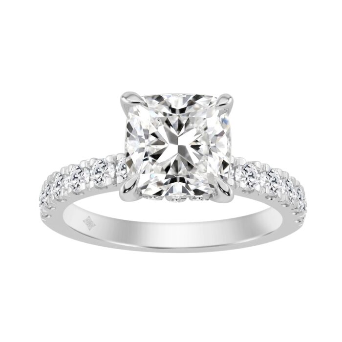 20890306_EC-135842W-1214x1214.jpg 14K WHITE GOLD 6.00CT ROUND/CUSHION DIAMOND LADIES RING (CENTER STONE CUSHION DIAMOND 5CT) - Image 1