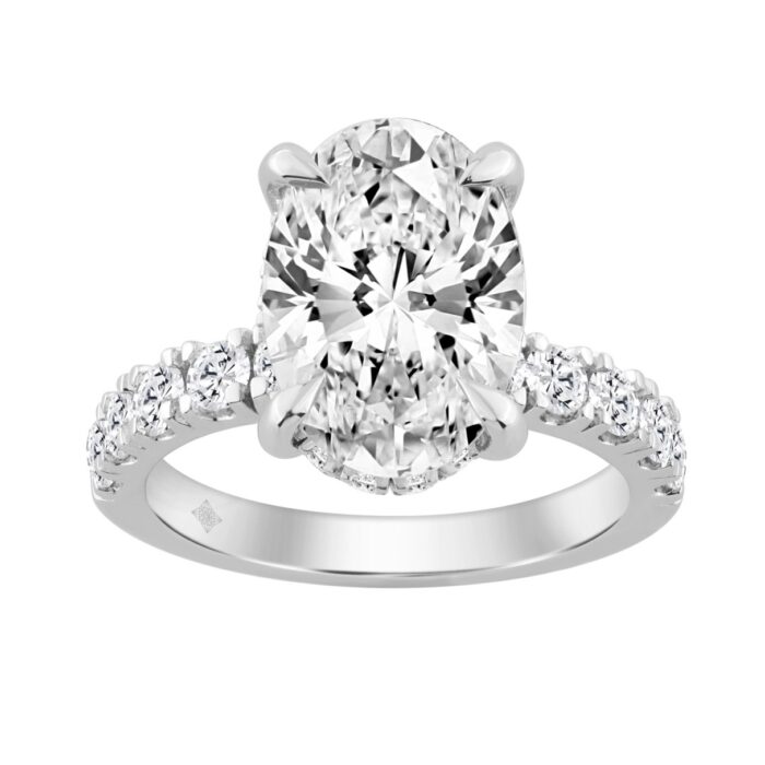 20890307_EC-135834W-1214x1214.jpg 14K WHITE GOLD 6.00CT ROUND/OVAL DIAMOND LADIES RING (CENTER STONE OVAL DIAMOND 5CT) - Image 1