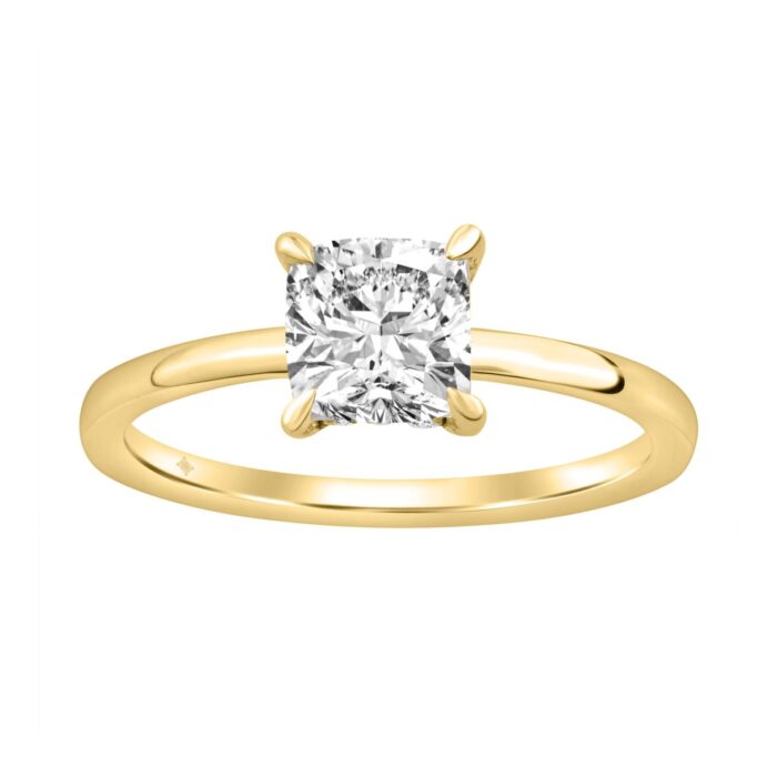 14K YELLOW GOLD 2.00CT ROUND/CUSHION DIAMOND LADIES RING (CENTER STONE CUSHION DIAMOND 2CT) - Image 1