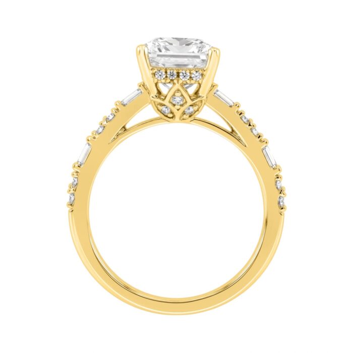 14K YELLOW GOLD 3 1/2CT ROUND/BAGUETTE/RADIANT DIAMOND LADIES RING - Image 3
