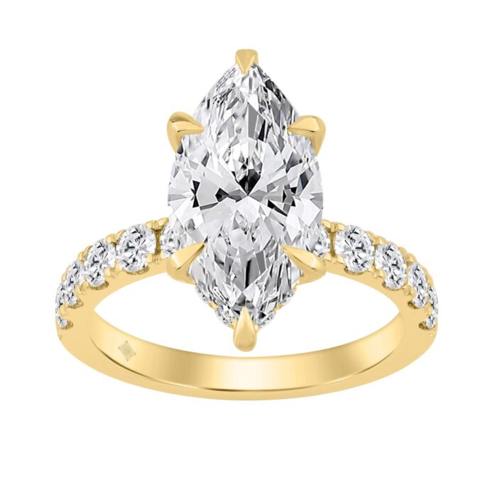 14K YELLOW GOLD 6.00CT MARQUISE/ROUND DIAMOND LADIES RING (CENTER STONE MARQUISE DIAMOND 5CT) - Image 1