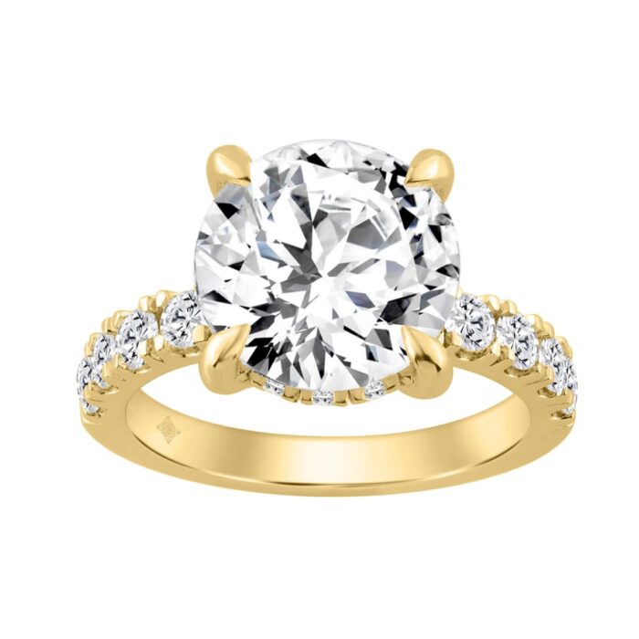 14K YELLOW GOLD 6.00CT ROUND DIAMOND LADIES RING (CENTER STONE ROUND DIAMOND 5CT) - Image 1