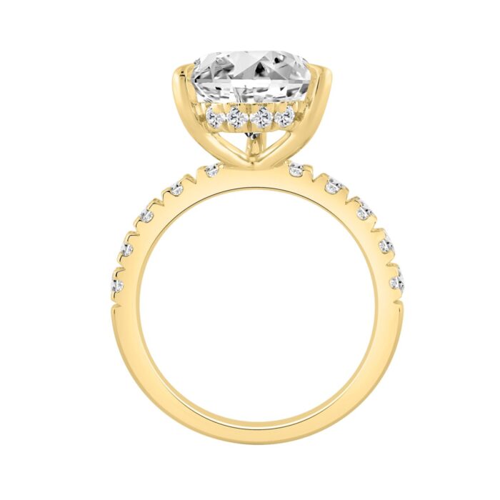 14K YELLOW GOLD 6.00CT ROUND/PEAR DIAMOND LADIES RING (CENTER STONE PEAR DIAMOND 5CT) - Image 2