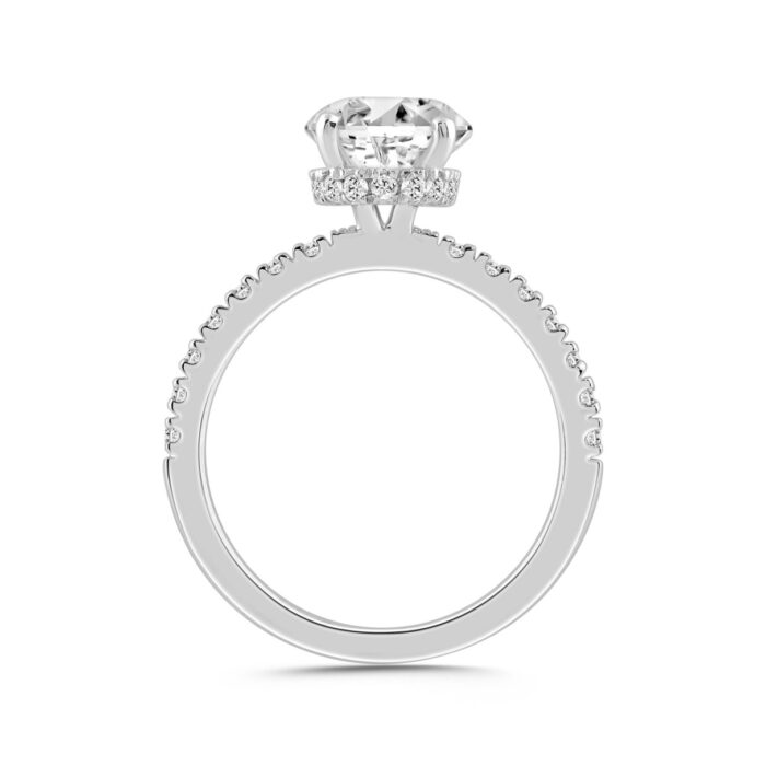 LADIES RING 2 1/2CT ROUND/OVAL DIAMOND 14K WHITE GOLD (CENTER STONE OVAL DIAMOND 2CT) - Image 2