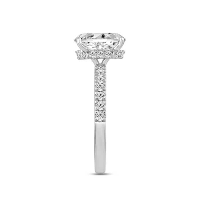 LADIES RING 2 1/2CT ROUND/OVAL DIAMOND 14K WHITE GOLD (CENTER STONE OVAL DIAMOND 2CT) - Image 3