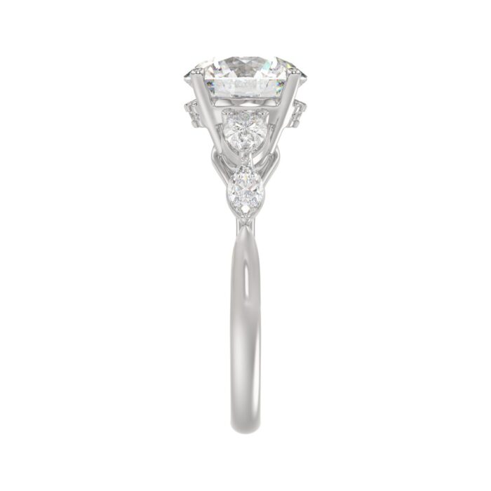 LADIES RING 2 1/2CT ROUND/PEAR/MARQUISE DIAMOND 14K WHITE GOLD (CENTER STONE ROUND DIAMOND 2.00CT) - Image 4