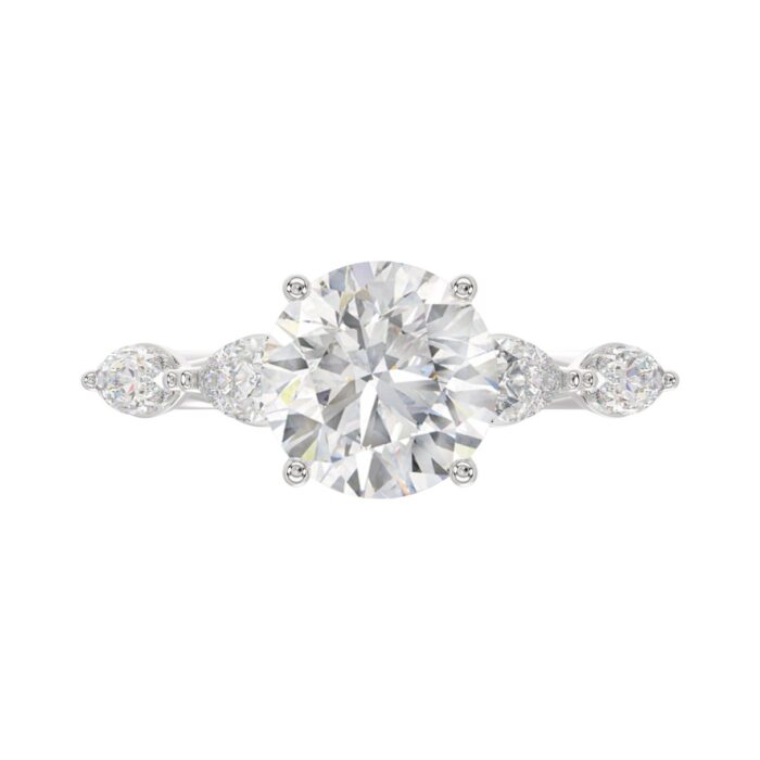 LADIES RING 2 1/2CT ROUND/PEAR/MARQUISE DIAMOND 14K WHITE GOLD (CENTER STONE ROUND DIAMOND 2.00CT) - Image 5