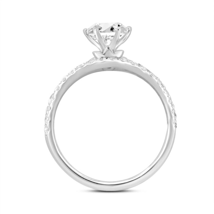 14K WHITE GOLD 1 1/2CT ROUND DIAMOND LADIES BRIDAL SET (CENTER STONE ROUND DIAMOND 1CT) - Image 3