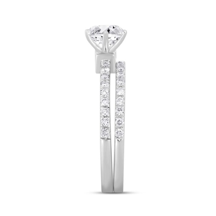 14K WHITE GOLD 1 1/2CT ROUND DIAMOND LADIES BRIDAL SET (CENTER STONE ROUND DIAMOND 1CT) - Image 2