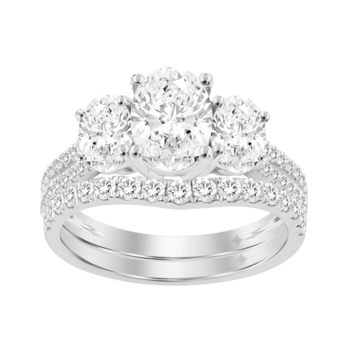 14K WHITE GOLD 2 3/8CT ROUND/OVAL DIAMOND LADIES BRIDAL SET (CENTER STONE OVAL DIAMOND 1CT) - Image 1