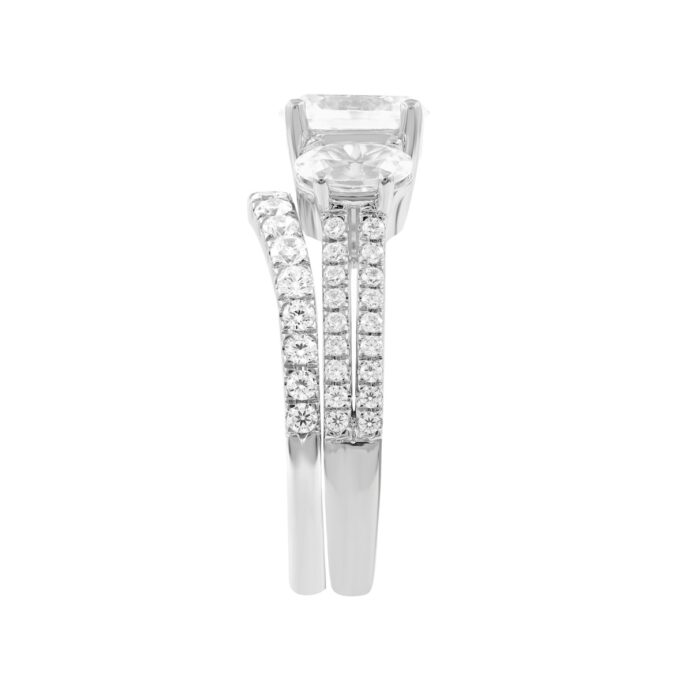 14K WHITE GOLD 2 3/8CT ROUND/OVAL DIAMOND LADIES BRIDAL SET (CENTER STONE OVAL DIAMOND 1CT) - Image 3