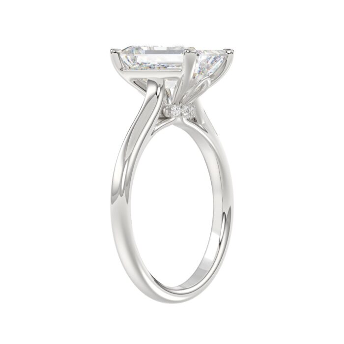 14K WHITE GOLD 3 7/8CT ROUND/EMERALD DIAMOND LADIES BRIDAL SET (CENTER STONE EMERALD DIAMOND 2 1/2CT) - Image 2