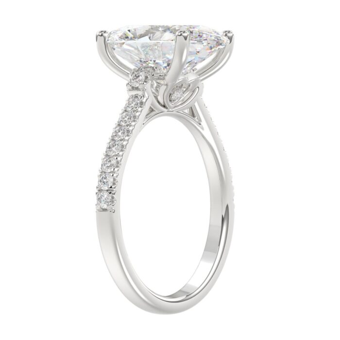 14K WHITE GOLD 4 1/2CT ROUND/OVAL DIAMOND LADIES BRIDAL SET (CENTER STONE OVAL DIAMOND 4.00CT) - Image 3