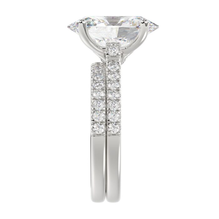 14K WHITE GOLD 4 1/2CT ROUND/OVAL DIAMOND LADIES BRIDAL SET (CENTER STONE OVAL DIAMOND 4.00CT) - Image 4