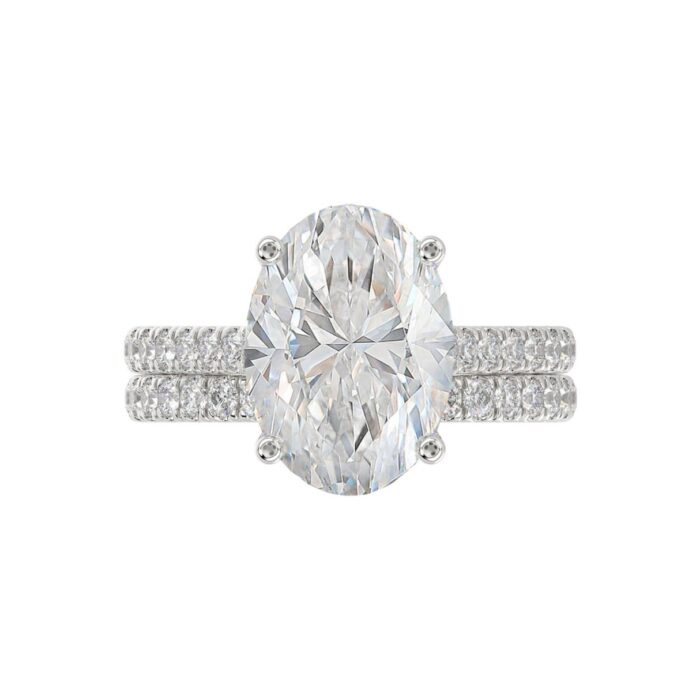 14K WHITE GOLD 4 1/2CT ROUND/OVAL DIAMOND LADIES BRIDAL SET (CENTER STONE OVAL DIAMOND 4.00CT) - Image 5