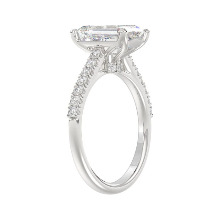 14K WHITE GOLD 5.00CT ROUND/EMERALD DIAMOND LADIES BRIDAL SET (CENTER STONE EMERALD DIAMOND 3.00CT) - Image 3