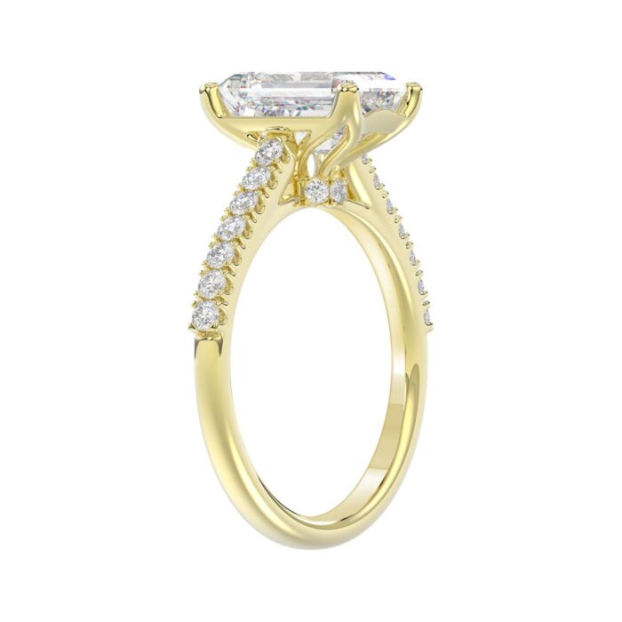 14K YELLOW GOLD 5.00CT ROUND/EMERALD DIAMOND LADIES BRIDAL SET (CENTER STONE EMERALD DIAMOND 3.00CT) - Image 3