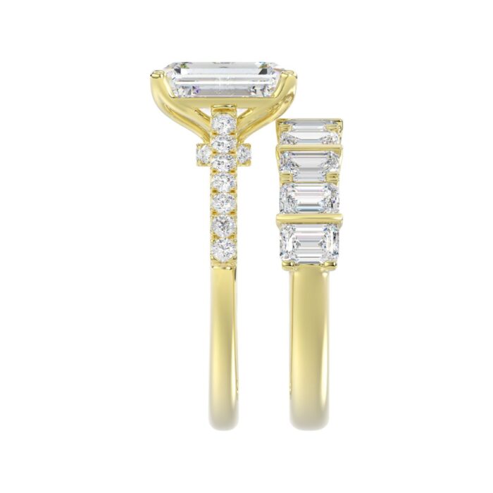 14K YELLOW GOLD 5.00CT ROUND/EMERALD DIAMOND LADIES BRIDAL SET (CENTER STONE EMERALD DIAMOND 3.00CT) - Image 4