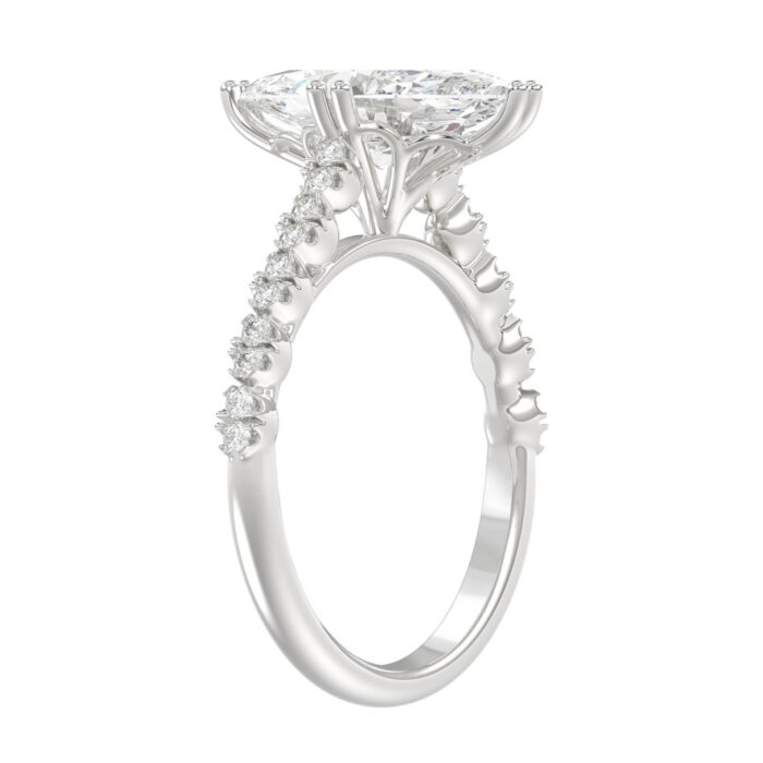 Ladies 14K White Gold Ladies Elegance- Bridal Set 3 1/3CT Round & Marquise Diamonds 3.00CT Marquise Center stone (Color F-G -Clarity VS1/VS2) - Image 3