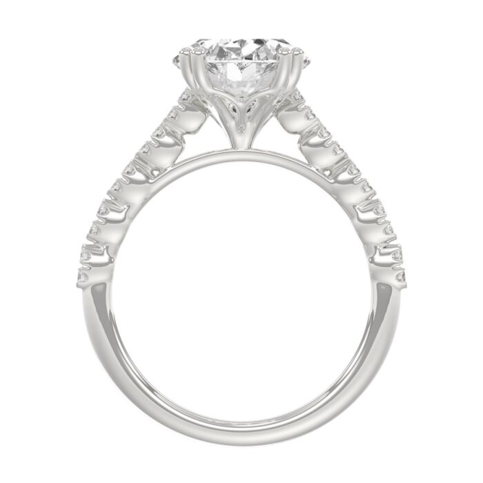 Ladies 14K White Gold Ladies Elegance- Bridal Set 3 1/3CT Round & Oval Diamonds 3.00CT Oval Center stone (Color F-G Clarity VS1/VS2) - Image 2