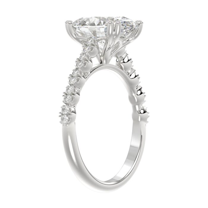 Ladies 14K White Gold Ladies Elegance- Bridal Set 3 1/3CT Round & Oval Diamonds 3.00CT Oval Center stone (Color F-G Clarity VS1/VS2) - Image 3