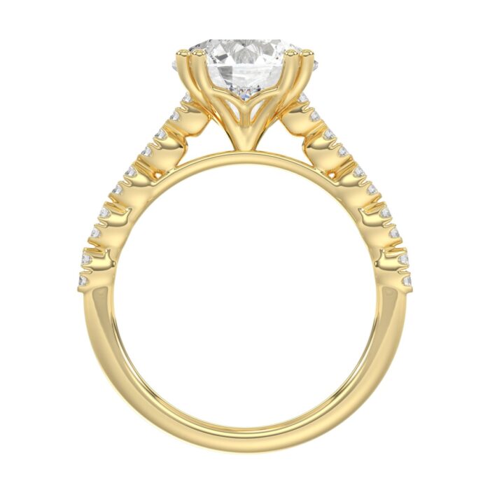 Ladies 14K Yellow Gold Ladies Elegance- Bridal Set 3 1/3CT Round Diamond 3.00CT Round Center stone (Color F-G -Clarity VS1/VS2) - Image 2