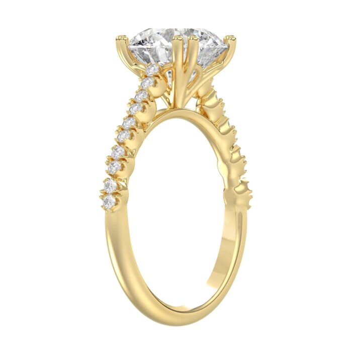 Ladies 14K Yellow Gold Ladies Elegance- Bridal Set 3 1/3CT Round Diamond 3.00CT Round Center stone (Color F-G -Clarity VS1/VS2) - Image 3