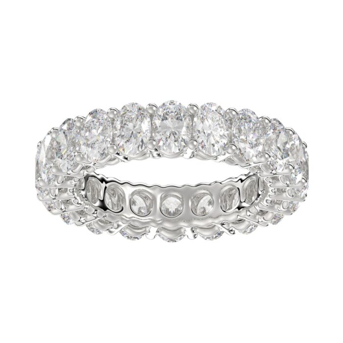 LADIES BAND 5CT OVAL DIAMOND 14K WHITE GOLD - Image 1