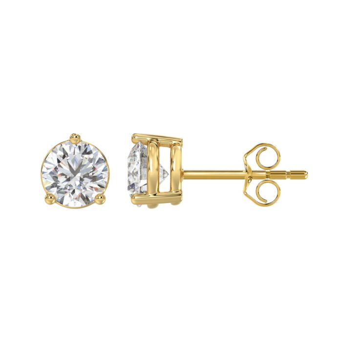 14K YELLOW GOLD 3CT ROUND DIAMOND LADIES SOLITAIRE EARRINGS (CENTER STONE ROUND DIAMOND 1 1/2CT) - Image 2