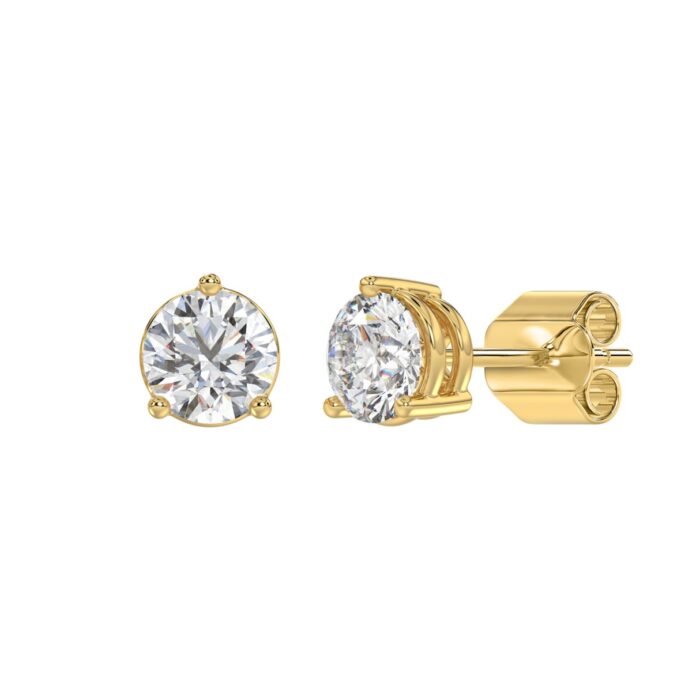 14K YELLOW GOLD 3CT ROUND DIAMOND LADIES SOLITAIRE EARRINGS (CENTER STONE ROUND DIAMOND 1 1/2CT) - Image 3