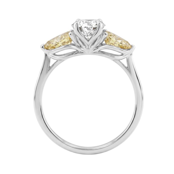 14K WHITE GOLD 2 1/2CT OVAL/YELLOW PEAR DIAMOND LADIES RING (CENTER STONE OVAL DIAMOND 1 1/2CT) - Image 2