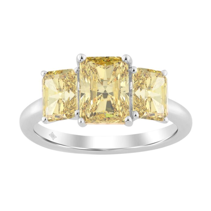 20890357_EC-133807W-1214x1214.jpg 14K WHITE GOLD 2 1/2CT YELLOW RADIANT DIAMOND LADIES RING (CENTER STONE YELLOW RADIANT DIAMOND 1 1/2CT) - Image 1