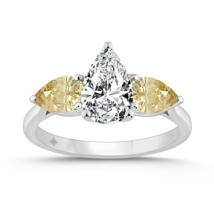 20890358_EC-134140W-1214x1214.jpg 14K WHITE GOLD 2 1/4CT YELLOW PEAR DIAMOND LADIES RING (CENTER STONE PEAR DIAMOND 1 1/5CT) - Image 1