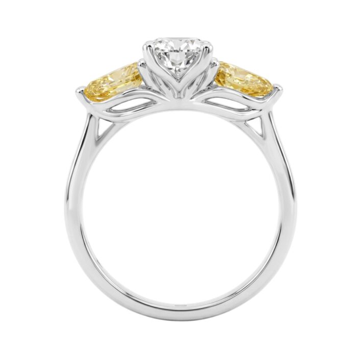 14K WHITE GOLD 2 1/4CT YELLOW PEAR DIAMOND LADIES RING (CENTER STONE PEAR DIAMOND 1 1/5CT) - Image 2