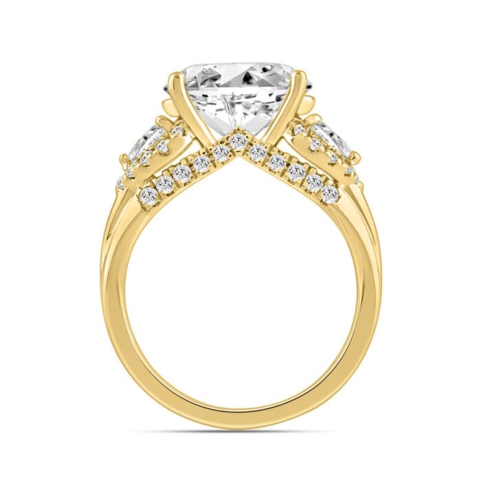 LADIES RING 3 3/4CT ROUND/PEAR/OVAL DIAMOND 14K YELLOW GOLD (CENTER STONE OVAL DIAMOND 3.00CT) - Image 3
