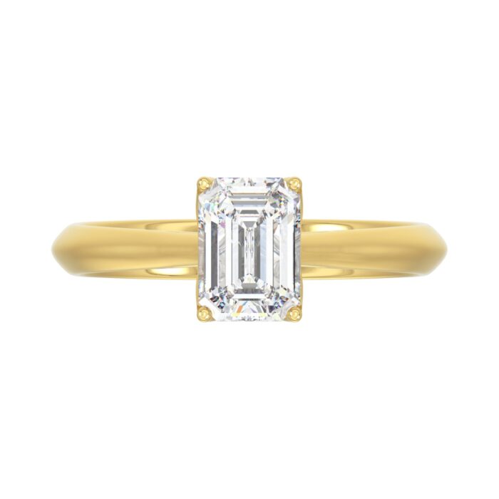 LADIES SOLITAIRE RING 1 1/2CT EMERALD DIAMOND 14K YELLOW GOLD - Image 5