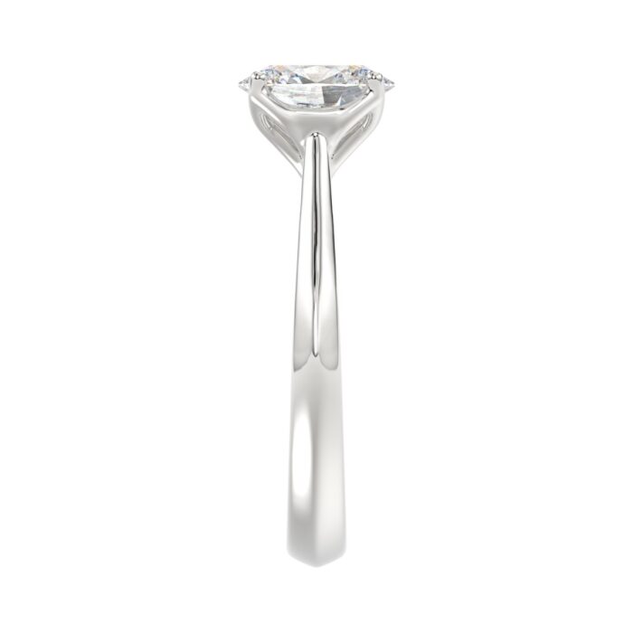 LADIES SOLITAIRE RING 1 1/2CT OVAL DIAMOND 14K WHITE GOLD - Image 4