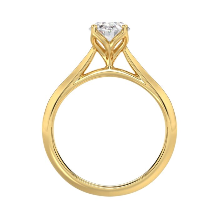 LADIES SOLITAIRE RING 1 1/2CT OVAL DIAMOND 14K YELLOW GOLD - Image 2