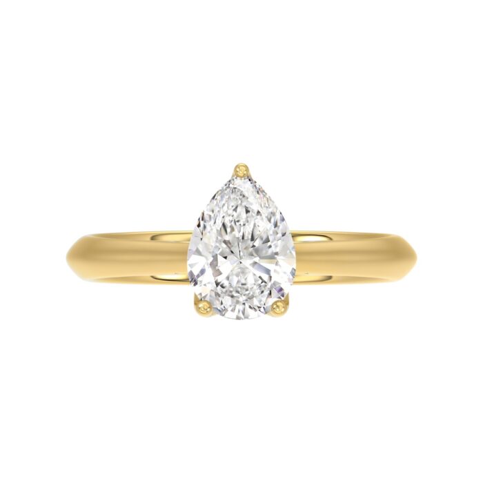 LADIES SOLITAIRE RING 1 1/2CT PEAR DIAMOND 14K YELLOW GOLD - Image 5