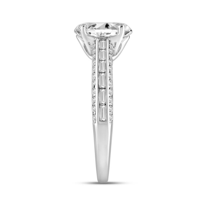 LADIES RING 2 1/2CT ROUND/BAGUETTE/OVAL DIAMOND 14K WHITE GOLD (CENTER STONE OVAL DIAMOND 2.00CT) - Image 2