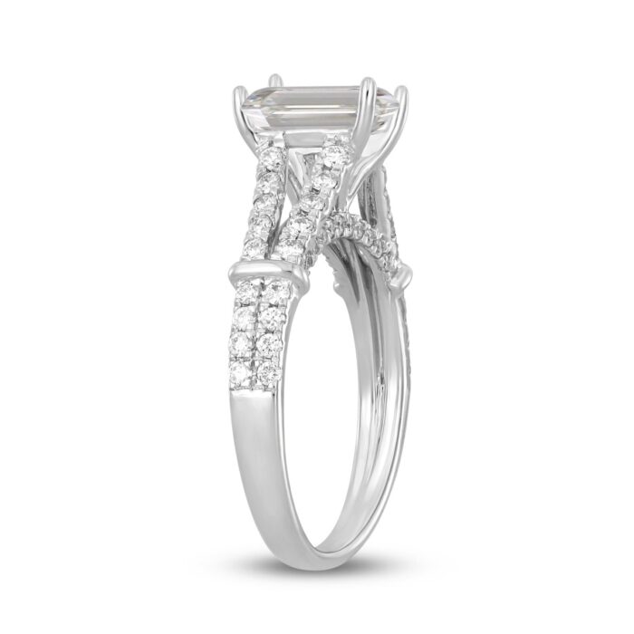 LADIES RING 2CT ROUND/EMERALD DIAMOND 14K WHITE GOLD (CENTER STONE EMERALD DIAMOND 1 1/2CT ) - Image 3