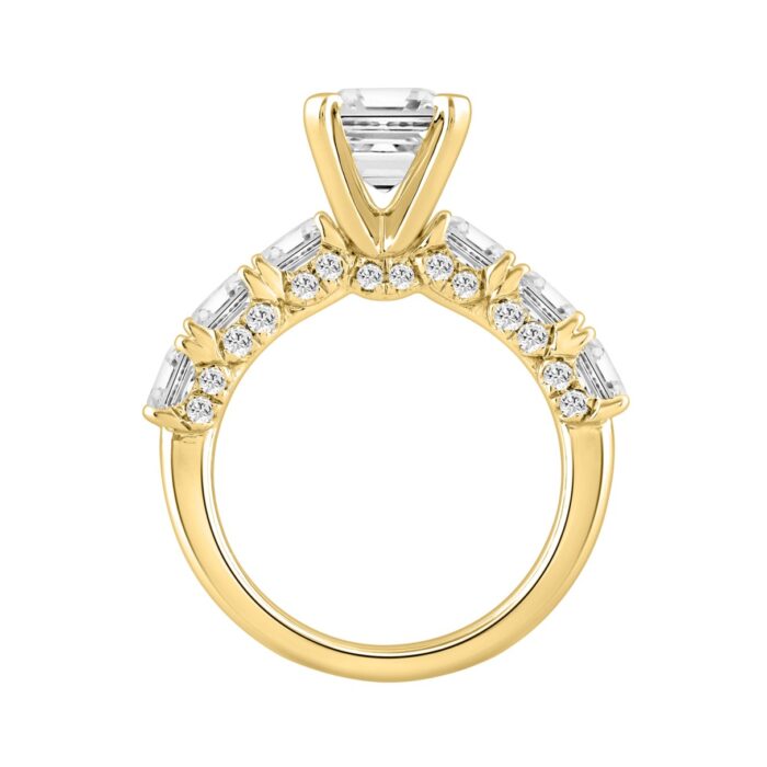 LADIES RING 4 1/2CT ROUND/EMERALD DIAMOND 14K YELLOW GOLD (CENTER STONE EMERALD DIAMOND 3.00CT) - Image 3