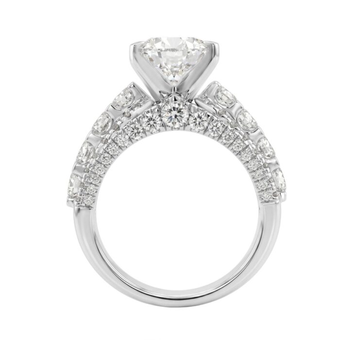 LADIES RING 5 1/4CT ROUND/ PEAR DIAMOND 14K WHITE GOLD (CENTER STONE PEAR DIAMOND 3CT ) - Image 2