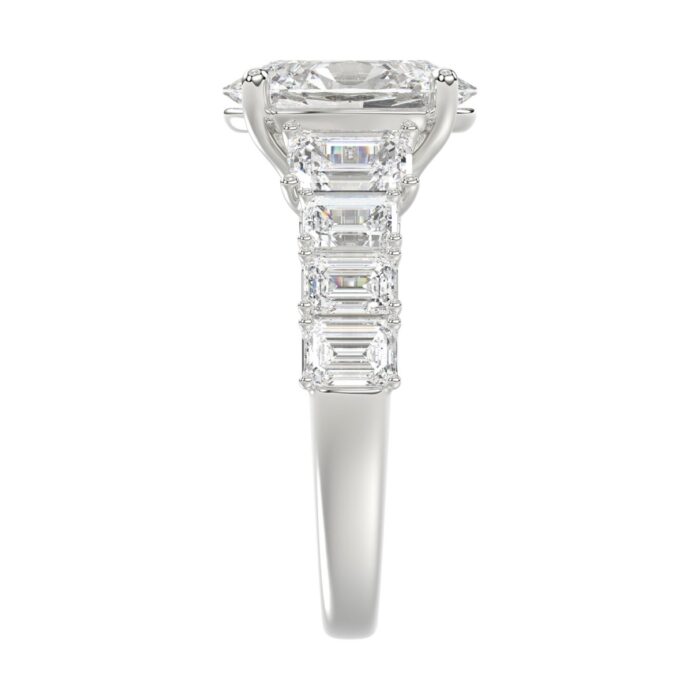 Luxury 14K White Gold 5 1/2Ct Emerald & Oval Cut Diamond Engagement Ring Classic Fine Jewelry For Women 3.00Ct Oval Center Stone (Color F-G -Clari - Image 4