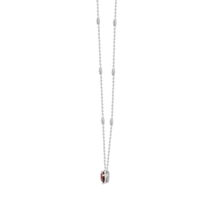 14K WHITE GOLD 2.00CT ROUND/PEAR DIAMOND LADIES NECKLACE (RUBY DIAMOND 2 STONE) - Image 2