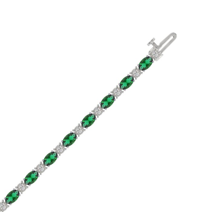 14K WHITE GOLD 6 7/8CT ROUND/EMERALD OVAL DIAMOND LADIES BRACELET (EMERALD OVAL 6 1/6CT) - Image 3