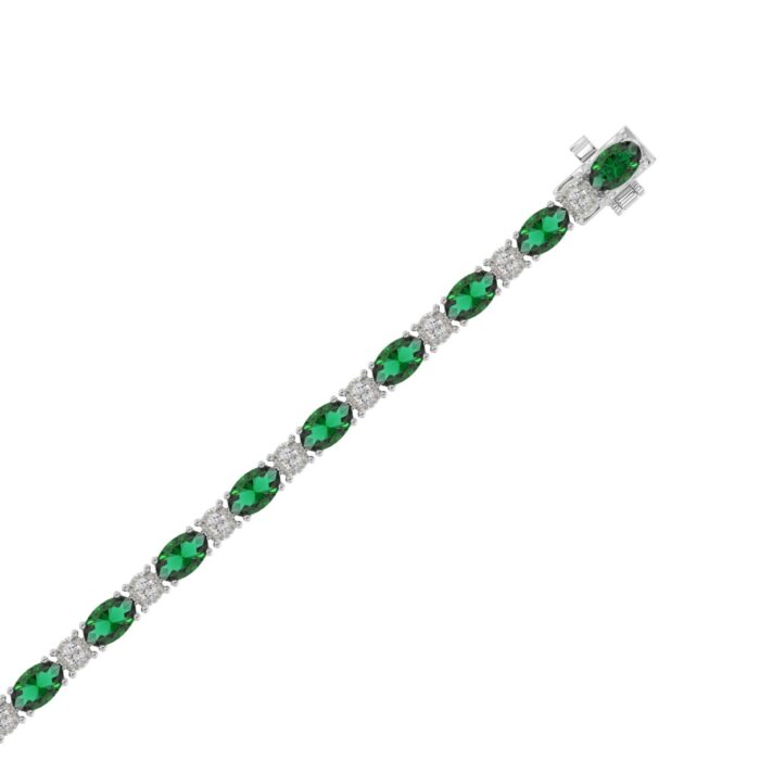 14K WHITE GOLD 6 7/8CT ROUND/EMERALD OVAL DIAMOND LADIES BRACELET (EMERALD OVAL 6 1/6CT) - Image 2
