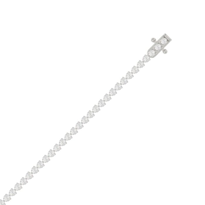 LADIES BRACELET 3CT ROUND DIAMOND 14K WHITE GOLD - Image 2